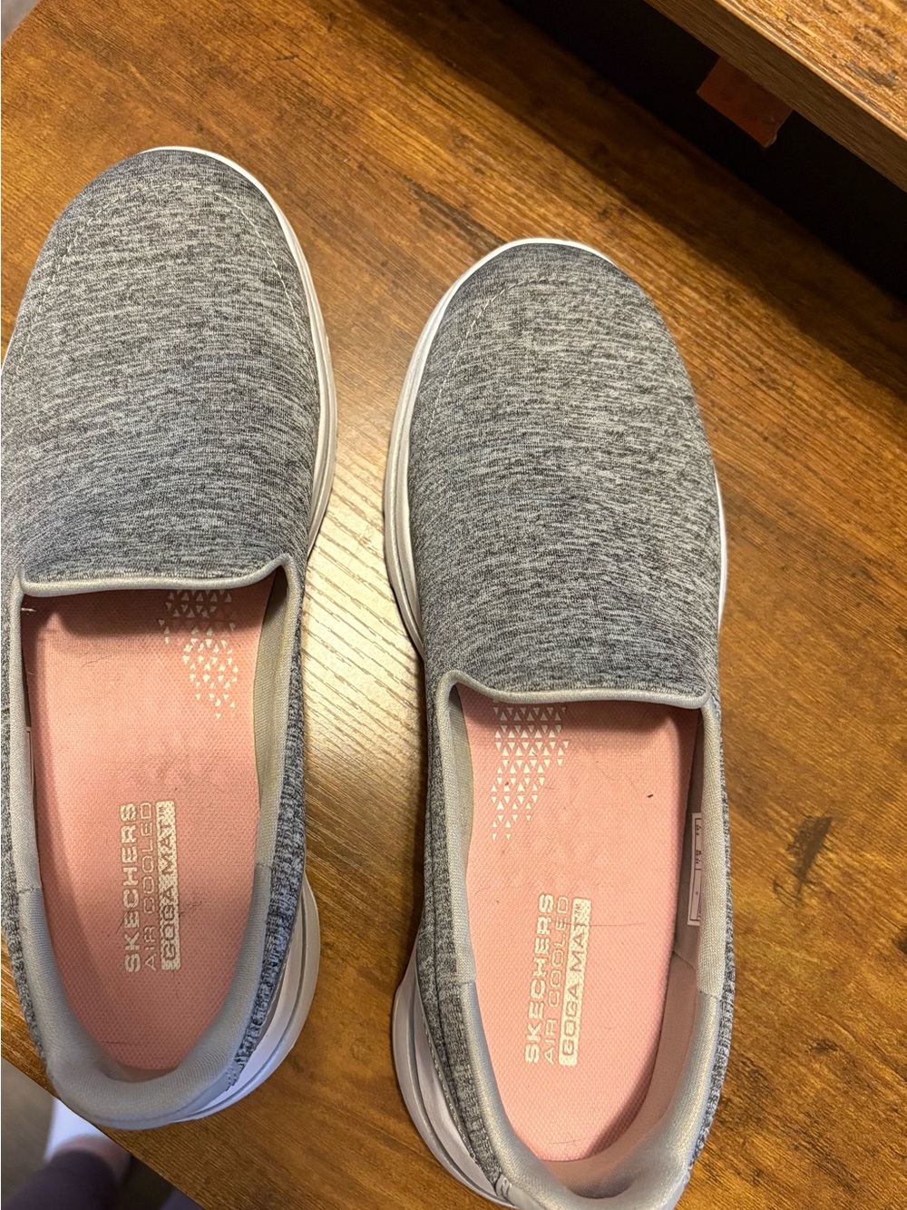 Skechers Women's Gray Slip-On Sneakers with Pink Insole